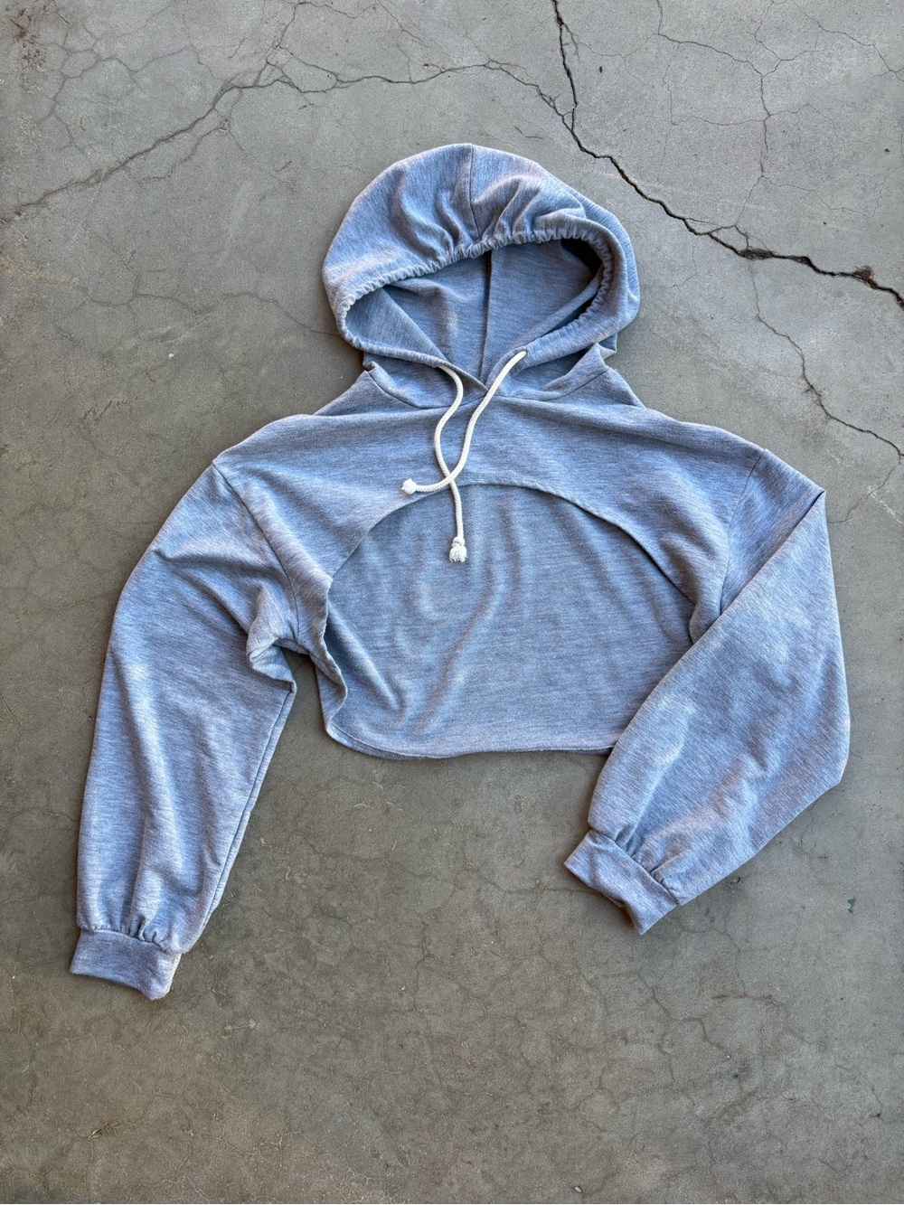 Love J Gray Cropped Hoodie Size L Y2K inspired Pullover Sweatshirt